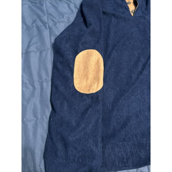 Hengsheng Jeans Corduroy 3XL Blue 1/2 Snap Men’s Ribbed Shirt with Elbow Patches - Picture 6 of 6